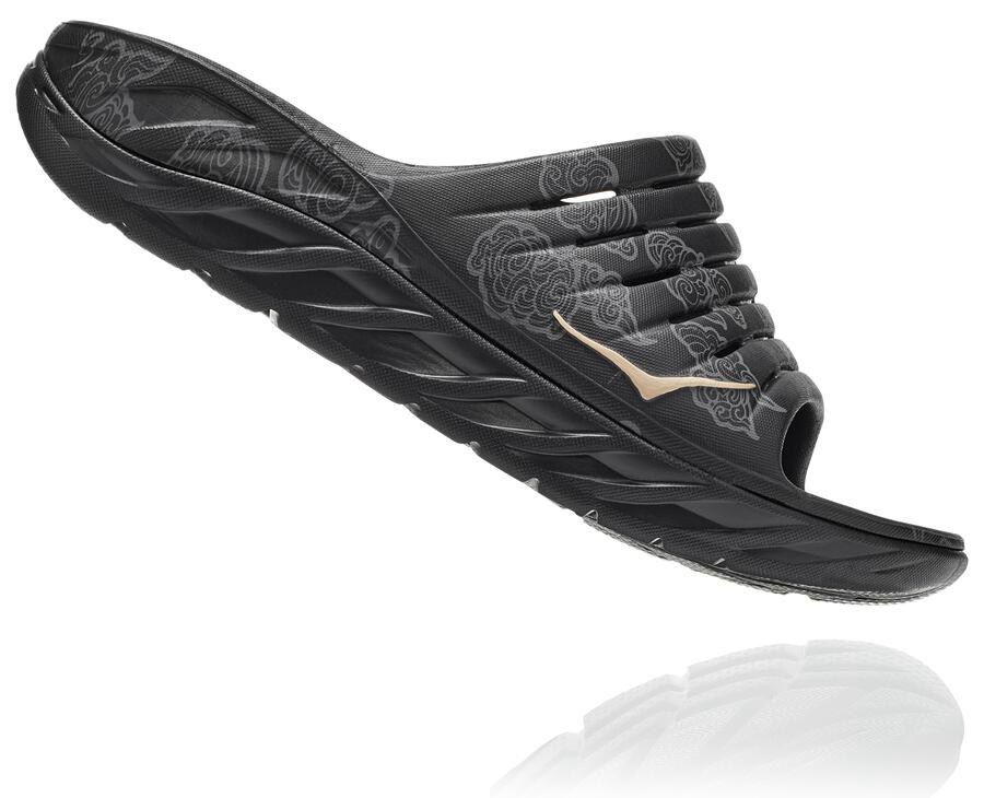 Slide Mens - Hoka One One Ora Recovery CNY - Black/Gold - YERMXNZ-72